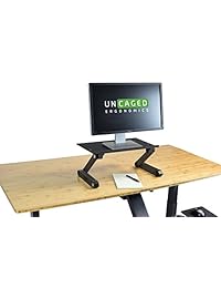 Workez soporte de monitor ergonómico ajustable en altura y ángulo individual elevador de Monitor de computadora. Portátil, Plegable, soporte de aluminio para monitores de computadora negro