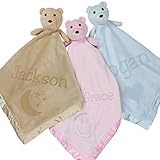 Large Ultra Plush Personalized Teddy Bear Baby Blanket Gifts, Moon, Smiley, Heart Design