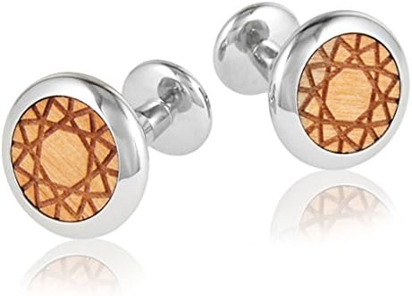 Imooi Star Pattern Etched Wood Cufflinks