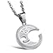 COPAUL Fashion Jewelry Stainless Steel Music Note Engraved Couple Best Friend Puzzle pendant Necklace Sets,White Color