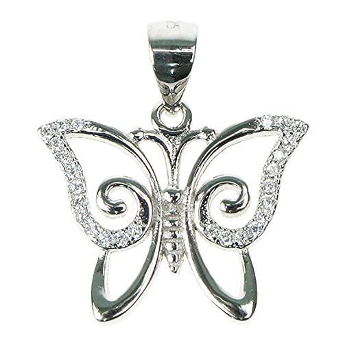 Farfalla 925 Sterling Silver Cubic Zirconia Pendant with 18" Chain in Gift Box