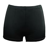 Cocoship Women's Solid Black Boy Leg Bikini Bottom Front lined Boy Short(FBA)