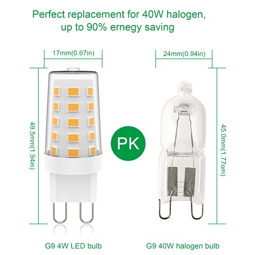 Aourow G9 LED Light Bulbs Dimmable,Energy Saving LED G9 Capsule Lamp Warm White 3000K 4W 400LM,Equivalent to 28W 33W 40W Halogen Bulb,AC 220-240V 360 Degree Beam Angle,No Flicker,Pack of 5