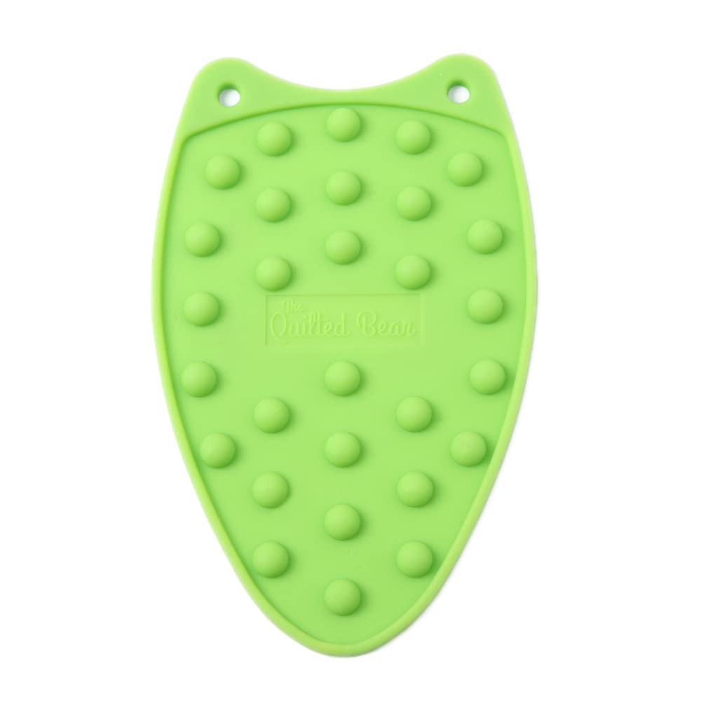 The Quilted Bear Mini Iron Rest - Mini Silicone Heat Resistant Iron Pad for General Crafts, Portable Ironing Stand for Travel and Quilting Use (Lime Green)