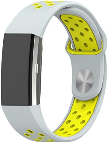 Maaax 2 Colors Splice,Special edition Replacement bands for Fitbit Charge2,Large Small 11 different colors,Soft Silicone,Fitbit Charge 2 Wristband yellow grey