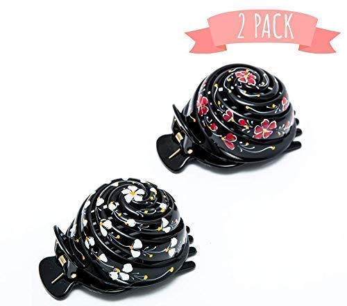 Bun Cover Hair holder, Hand Crafted Hair Clip. This Attractive Hair Accessory Can Be Used As A Bun Maker Or a Hair Grip. Hair Styling for Women For thick and thin hair. 2 Pcs Uniquely Hand Painted.