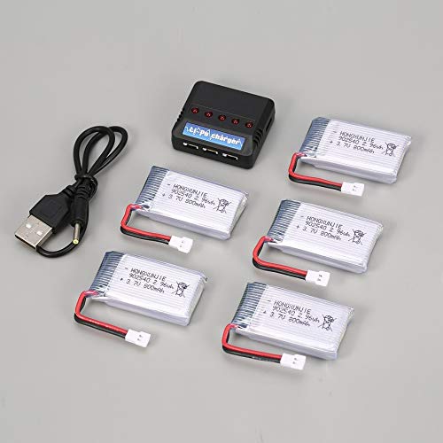 Water-chestnut 5Pcs 3.7V 800mAh Battery + 5 in 1 USB Charger for Syma X5 X5C X5SW X5SC MJX X705C SG600 RC Drone Quadcopter Spare Battery Part