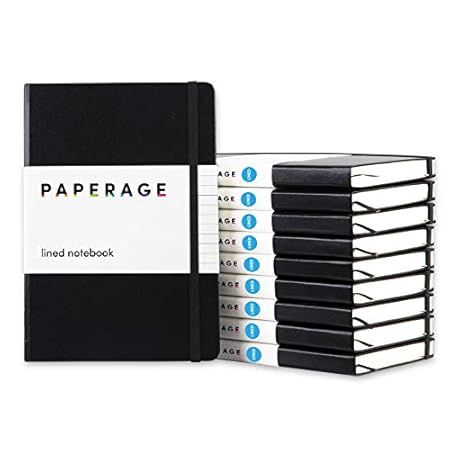 PAPERAGE Lined Journal Notebooks, 10 Pack, (Black), 160 Pages, Medium 5.7 inches x 8 inches - 100 GSM Thick Paper… PAPERAGE Lined Journal Notebooks, 10 Pack, (Black), 160 Pages, Medium 5.7 inches x 8 inches - 100 GSM Thick Paper…