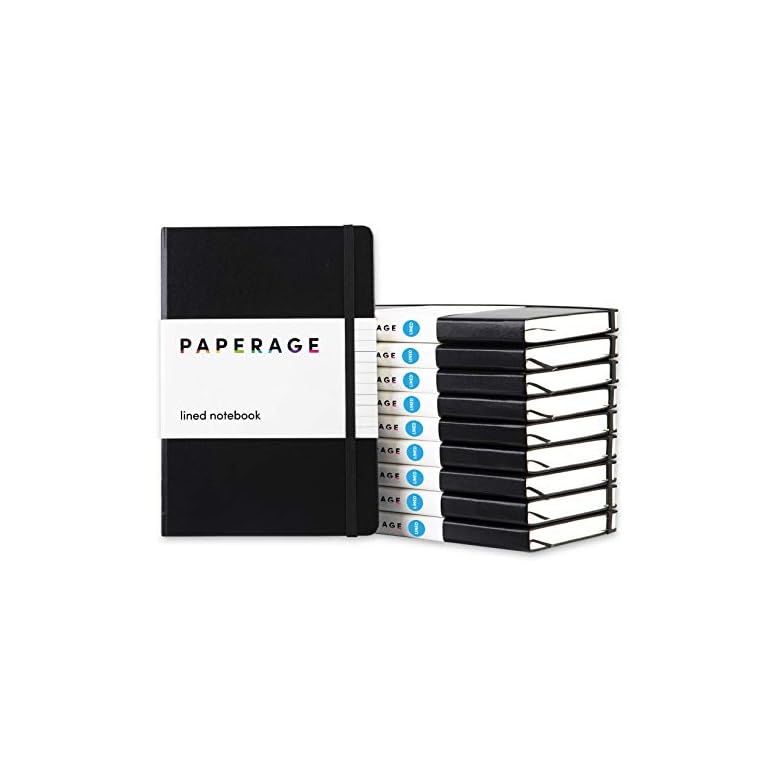 PAPERAGE Lined Journal Notebooks, 10 Pack, (Black), 160 Pages, Medium 5