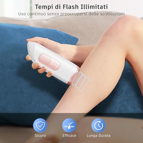 Beauris Pulsed Light Epilator with Cooling Function, Laser Epilator for 5 Energy Levels, Unlimited Flash, Pulsed Light Epilation for Women and Men, Armpits, Legs, Bikini Zone