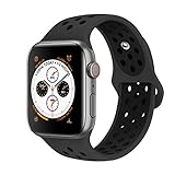 AdMaster Compatible with Apple Watch Bands 42mm 44mm,Soft Silicone Replacement Wristband Compatible with iWatch Series 1/2/3/4 -M/L Anthracite/Black