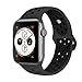 AdMaster Compatible with Apple Watch Bands 42mm 44mm,Soft Silicone Replacement Wristband Compatible with iWatch Series 1/2/3/4 -M/L Anthracite/Black