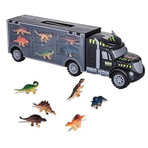 ASTOTSELL Dinosaurs Transport Car Carrier Truck Toy with 6 Pieces Mini Dinosaur Kids Educational Toys – for Kids ages 3…