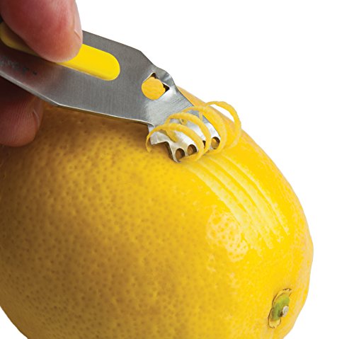 Fusionbrands CitrusZipper Rapid Citrus Peel Removal Tool, Zester, Fruit Garnisher, Yellow - Thumbnail 2