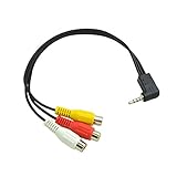 Bonayuanda 2 Pack 90 Angle 3.5mm Mini Aux Male Stereo Right to 3 RCA Female Audio Video AV Adapter Cable 9