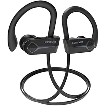Letscom Bluetooth Headphones, 15Hrs Playtime Wireless 5.0 Earbuds IPX7 Waterproof Sport Running in-Ear Headsets w/Mic Stereo Sound Noise Cancelling - Upgraded Version