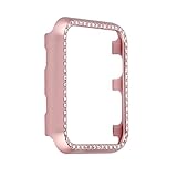 Smartwatch Bumper Case 38mm, Bling Crystal Rhinestone Diamond Aluminum Protective Frame Cover Compatible with 38mm Apple Watch Series 3, Series 2, Series 1 - Rose Gold