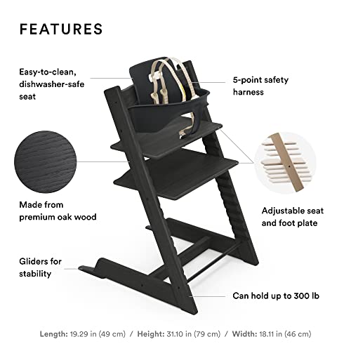 Tripp Trapp High Chair from Stokke, Oak Black Adjustable, Convertible