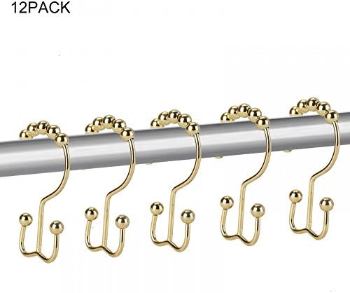 Dotop Rustproof Stainless Steel Double Glide Shower Curtain Hooks Modern Decorative Design High Grade Corrosion Free Round Rollers No More Rusty Shower Curtain Rings