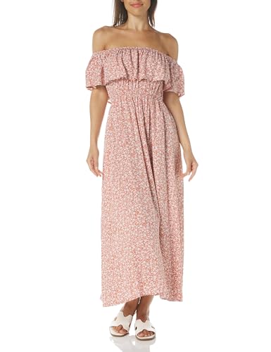 Coolmee Abito Premaman da Donna, Casual, Increspato, a Maniche Corte, Irregolare, Pink Flower, M