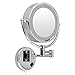 Floureon 10x Magnification 8.5 Inch Plug in Operated LED Lighted Double-Sided Wall Mounted Makeup Mirror, 2.4 Inch Thickness, 11 Inch Extension, Chrome Finish for Cosmetic Shaving Bathroom