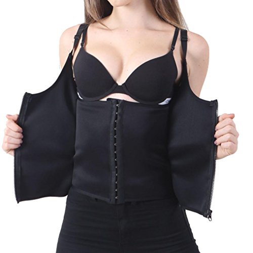 Salute Zipper Sweat Sauna Body Shaper Women Slimming Vest Waist Trainer (Black, L)