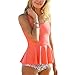 DaiLiWei Women Push Up Swing Pleated Tankini With Panty Two Pieces Swimsuit Set