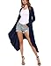 Meaneor Women's Long Sleeve Waterfall Asymmetric Drape Open Long Maxi Cardigan, Medium, Navy Blue1