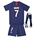 Paris St Germain 19-20 Home #7 MBAPPE Kids Or Youth Soccer Jersey & Shorts & Socks Blue
