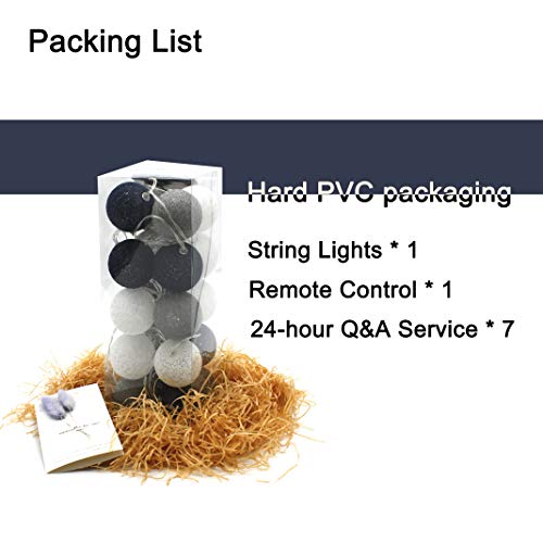 ABAMERICA Cotton Ball String Lights - 8 Modes 10.2 ft LED Waterproof Light for Birthday/Party/Christmas/Halloween/Kids Gift/Night Fairy Lights (USB Powered, Navy Blue)