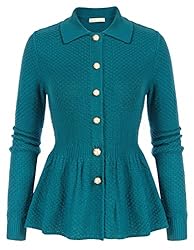 Belle Poque Women's Peplum Ruffle Knit Cardigan