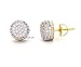 Mens 18K Yellow Gold Finish Cubic Zirconia CZ Round Stud Screw Back 10mm 2 tone Earrings