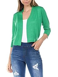 Solid Soft Stretch 3/4 Sleeve Layer Bolero Cardigan