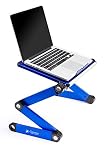 Executive Office Solutions Portable Adjustable Aluminum Laptop Desk/Stand/Table Vented Notebook-MacBook-Ultra Light Weight Ergonomic TV Bed Large Lap Tray Stand Up/Sitting-Blue (EOS-4)