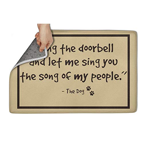 QAQ Indoor/Outdoor Kitchen Ring The Doorbell and Let Me Sing The Song of My People Doormat Easy Clean 31"x19"