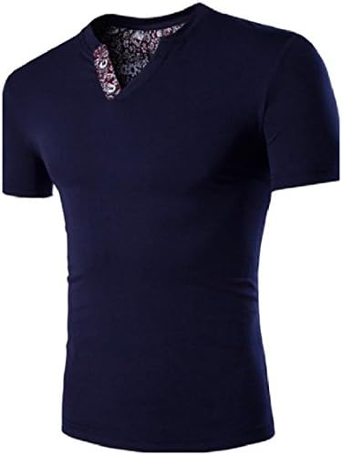 Freely Mens Chic Soft Summer Premium Fit Pullover V Neck Short-Sleeve Over Sized T-Shirt Dark Blue 2XL