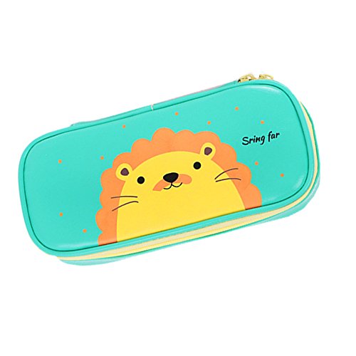 FunnyliveÂ® Large Capacity Student Pencil-box Fashion Cute Animals PU Pencil Holders (Green)