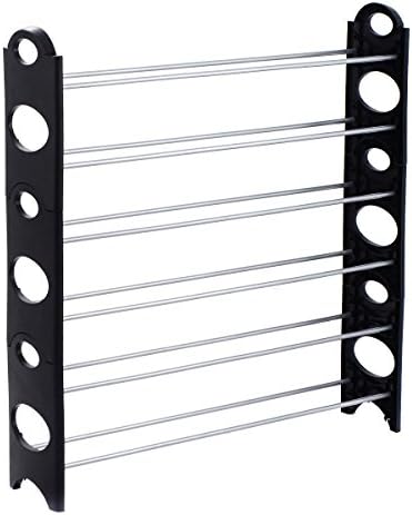 barebear70 New Adjustable 50 Pair 10 Tier Shoe Tower Rack Space Saving Storage Organizer Furni