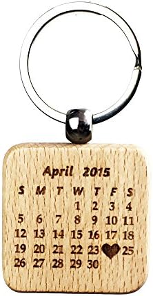 Personalised Wooden Anniversary Keychain Novelty Calendar Key ring for Anniversary Gift