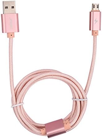 jabox Fast Charging and High Speed Data Sync and Charge Nylon Braided Micro USB cable for Android phones - 1 meter, 2.1A, Color - Rose Gold, Compatible with almost all Android and Windows devices