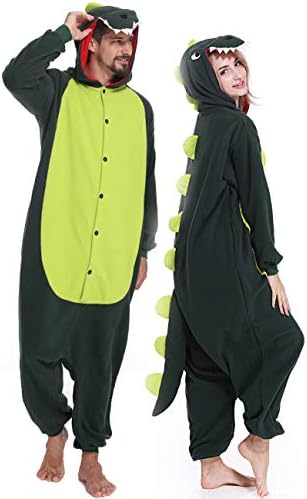 Dinosaur Onesies Adult Animal Pajamas Plus One Piece Cosplay Halloween Costume for Men Women Teens