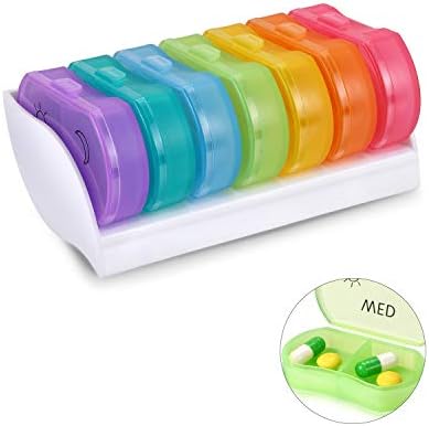 Anpole 7 Day Pill Organizer(Twice-a-Day),Colorful Weekly Pill Box Case BPA Free with Easy Open Design and Large Capacity to Hold Vitamins/Fish Oil/Supplements and Medication (P2)