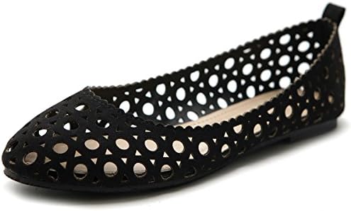 Ollio Women's Shoe Ballet Cut Out Comfort Flat (9 B(M) US, Black)