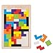 Wooden Blocks Puzzle Brain Teasers Toy for Kids Ages 3-8 Tangram Jigsaw Intelligence Educational Colorful 3D Russian Blocks Game with a Storage Case and Drawing Writing Board Games