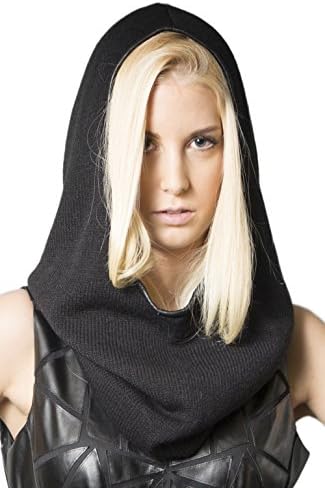 Shanks Women's 'Hood Winter Hat' Leather Trimmed Acrylic Beanie Hooded Scarf, Black