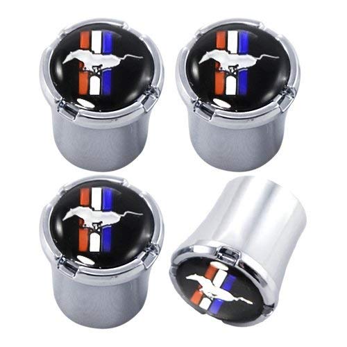 Ford Mustang Horse & Red White Blue Tribar Logo Valve Stem Caps in