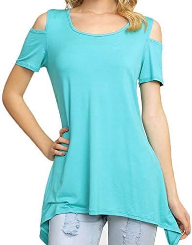Poppy Smooches Cold Shoulder Tunic Top In Solid Colors,Majestic Jade,XX-Large Plus