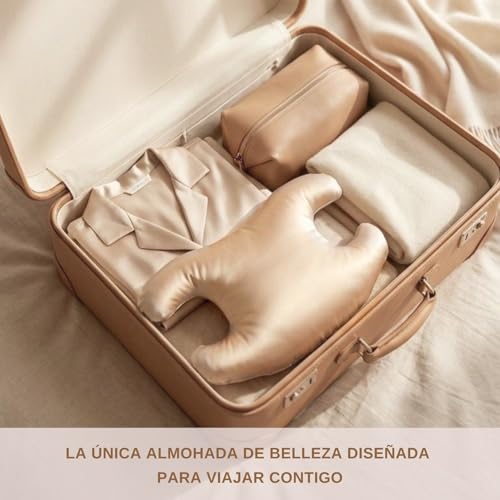 L' UNĒ NightSkin™ Almohada Antiarrugas Facial Portátil – Almohada Dormir de Lado – Topper de Satén Suave –Almohada Mariposa – Almohada Pequeña Viaje – Reduce la Compresión del Rostro