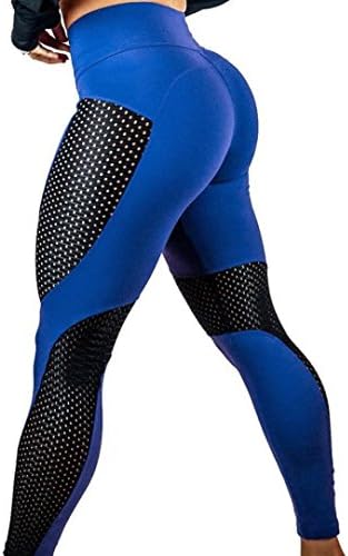 OOEOO Leggings, Women Dot Trousers Workout Fitness Gym Running Yoga Athletic Pants (Blue, L)