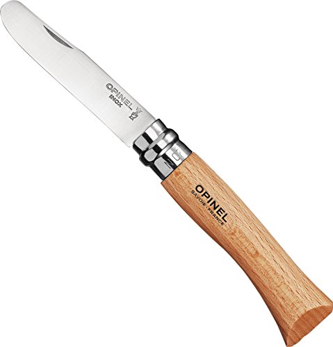 Opinel no 7 round ended safety tip scouts folding knife (beech wo…